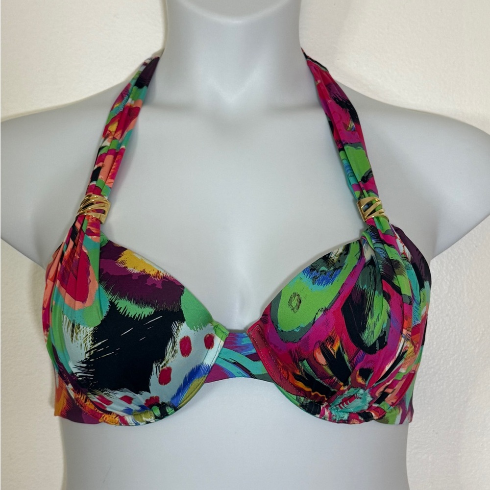 a.Che Multi Color Underwire Tie Back Halter Bikini Top SKU0383